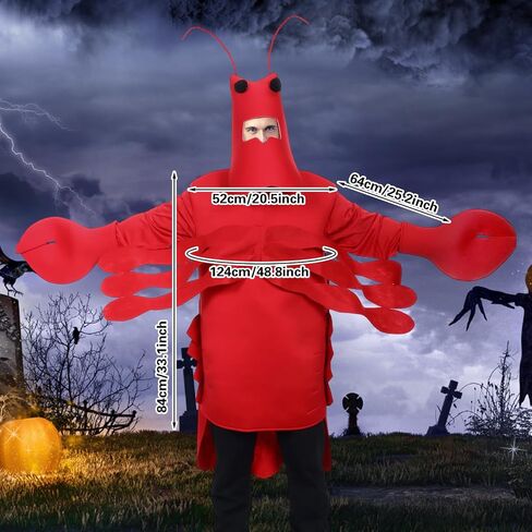 Adult Lobster Costume, Funny Red Lobster Suit for Halloween Party Cosplay, Sea Animal Outfit for Men and Women in Saudi Arabia