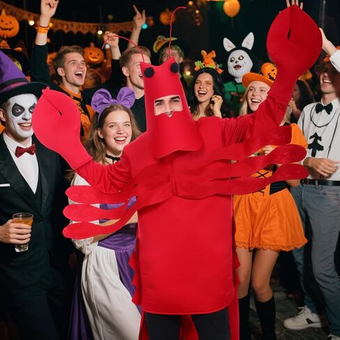 Adult Lobster Costume, Funny Red Lobster Suit for Halloween Party Cosplay, Sea Animal Outfit for Men and Women in Saudi Arabia