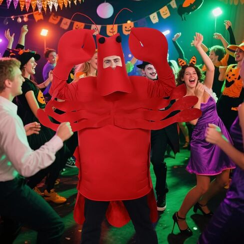 Adult Lobster Costume, Funny Red Lobster Suit for Halloween Party Cosplay, Sea Animal Outfit for Men and Women in Saudi Arabia