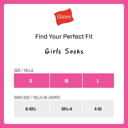 Hanes Girls' White Crew, Ankle & No Show Socks Pack, Cushioned Socks, Uniform Socks for Girls, 12-pairs in Kuwait