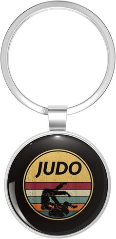 Retro Judo Fighter Martial Arts - Vintage Judoka Stainless Steel Keychain with Ring in Kuwait