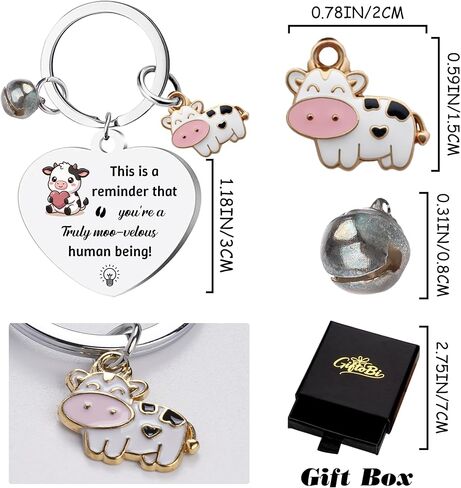 Inspirational Cow Keychain Gifts, This is a Reminder You're a Truly Moo-velous Human Being Stainless Steel Key Ring, Funny Gift Key Chain for Women Men Cow Lovers in Kuwait