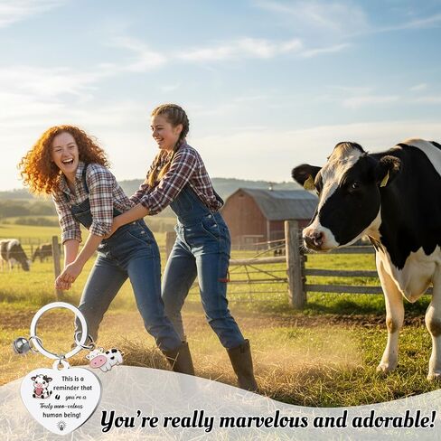 Inspirational Cow Keychain Gifts, This is a Reminder You're a Truly Moo-velous Human Being Stainless Steel Key Ring, Funny Gift Key Chain for Women Men Cow Lovers in Kuwait