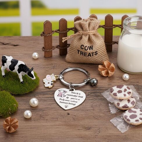 Inspirational Cow Keychain Gifts, This is a Reminder You're a Truly Moo-velous Human Being Stainless Steel Key Ring, Funny Gift Key Chain for Women Men Cow Lovers in Kuwait