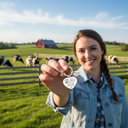 Inspirational Cow Keychain Gifts, This is a Reminder You're a Truly Moo-velous Human Being Stainless Steel Key Ring, Funny Gift Key Chain for Women Men Cow Lovers in Kuwait