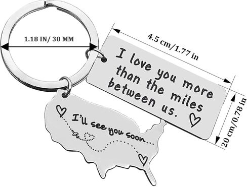 CGBOOM Keychain for Wife Husband Boyfriend Student Best Friend Graduation Driver Daughter Son Girls Boys Birthday Gift Father Mother - I love you more than the miles between us & USA Map CHARM in Kuwait
