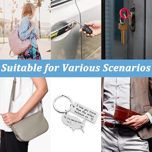 CGBOOM Keychain for Wife Husband Boyfriend Student Best Friend Graduation Driver Daughter Son Girls Boys Birthday Gift Father Mother - I love you more than the miles between us & USA Map CHARM in Kuwait