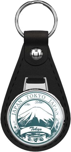 Tokyo Japan Grunge Rubber Travel Stamp Keychain Black Premium Leather Key Chain with Key Ring in Saudi Arabia