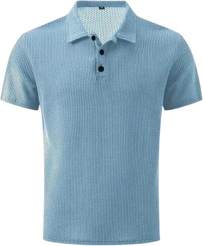Polo Shirts for Men Beer Belly Golf Collared Textured Shirt Stretchy Quick Dry Short Sleeve T-Shirt in Kuwait