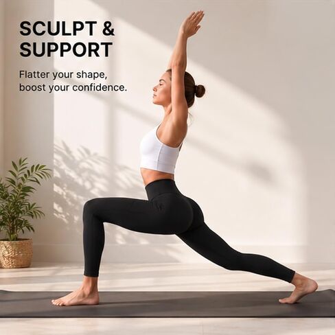 2 Pack Super Soft Leggings with Pockets for High Waisted Tummy Control Workout Yoga Outdoors Pants Leggings in Saudi Arabia