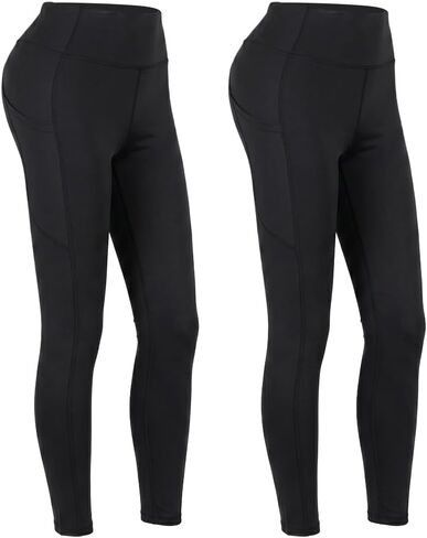 2 Pack Super Soft Leggings with Pockets for High Waisted Tummy Control Workout Yoga Outdoors Pants Leggings in Saudi Arabia