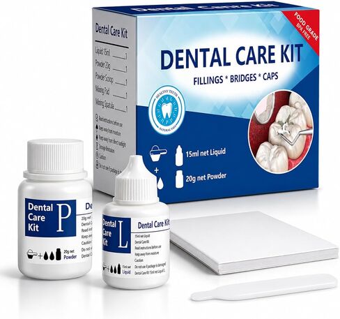 Tooth Repair Kit Zinc Oxide Eugenol Cement Dental Care Kit, Temporary Teeth Replacement, Dental Care Repair for Broken Chipped Teeth, Crown Fillings & Bridges 2PCS in Saudi Arabia