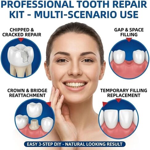 Tooth Repair Kit Zinc Oxide Eugenol Cement Dental Care Kit, Temporary Teeth Replacement, Dental Care Repair for Broken Chipped Teeth, Crown Fillings & Bridges 2PCS in Saudi Arabia
