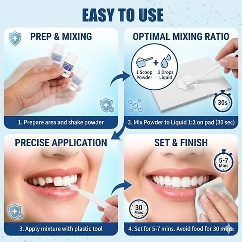 Tooth Repair Kit Zinc Oxide Eugenol Cement Dental Care Kit, Temporary Teeth Replacement, Dental Care Repair for Broken Chipped Teeth, Crown Fillings & Bridges 2PCS in Saudi Arabia
