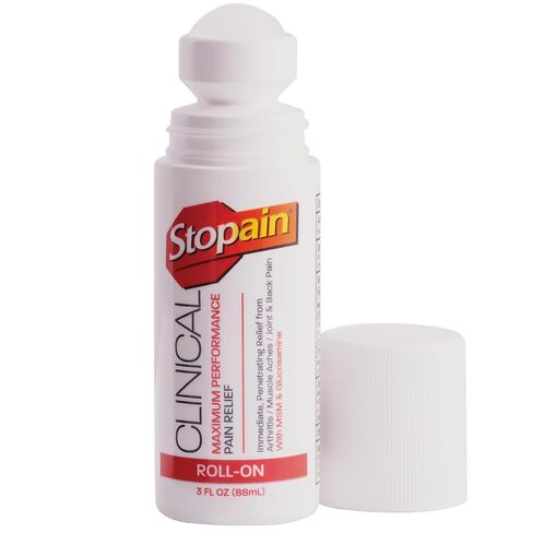 Stopain Clinical 10% Menthol Pain Relief Roll-On (3 oz), Professional Strength Topical Analgesic for Back, Knee, Joint and Arthritis Pain Relief, Made in USA in Saudi Arabia