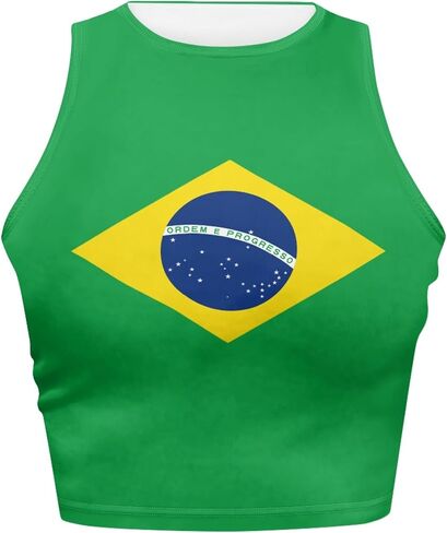 Brazil Flag Summer Slim Render Short Sexy Women Sleeveless Skinny Crop Top Tank Tops Crop Vest in Saudi Arabia