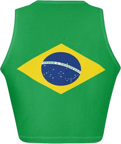 Brazil Flag Summer Slim Render Short Sexy Women Sleeveless Skinny Crop Top Tank Tops Crop Vest in Saudi Arabia