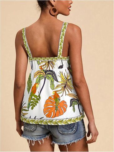 SOLY HUX Women's Tropical Print Camisole Tops Summer Peplum Babydoll Cami Top in Kuwait