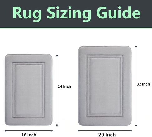 Bathroom Rugs Sets 2 piece and Bath Mat -Extra Soft Absorbent Quick-Dry Non-Slip Backing, Machine Wash Memory Foam Bath Mats - Bathroom Floor Mat for Shower and Tub(Grey, H1 Mat-32 x 20 Inch, 2 Pack) in Saudi Arabia