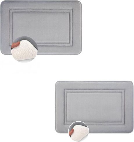 Bathroom Rugs Sets 2 piece and Bath Mat -Extra Soft Absorbent Quick-Dry Non-Slip Backing, Machine Wash Memory Foam Bath Mats - Bathroom Floor Mat for Shower and Tub(Grey, H1 Mat-32 x 20 Inch, 2 Pack) in Saudi Arabia