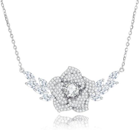 925 Sterling Silver Moissanite Flower Necklace for Women VVS1 Sparkling Moissanite 5-Petal Pendant Ideal Mother’s Day/Birthday Gift for Mom Girlfriend in Saudi Arabia