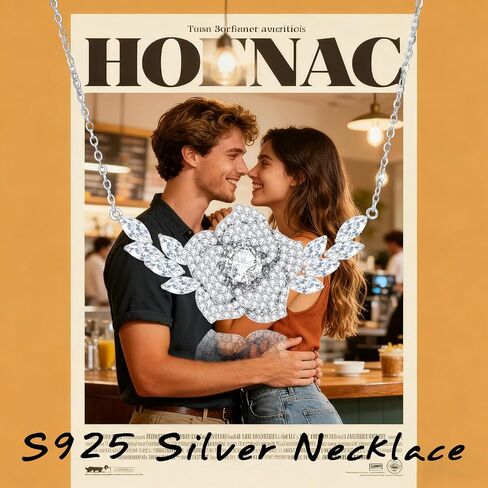 925 Sterling Silver Moissanite Flower Necklace for Women VVS1 Sparkling Moissanite 5-Petal Pendant Ideal Mother’s Day/Birthday Gift for Mom Girlfriend in Saudi Arabia
