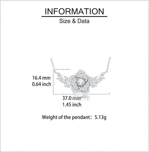 925 Sterling Silver Moissanite Flower Necklace for Women VVS1 Sparkling Moissanite 5-Petal Pendant Ideal Mother’s Day/Birthday Gift for Mom Girlfriend in Saudi Arabia
