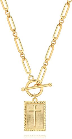 CANEVINKA Dainty Turquoise Cross Pearl Heart Pendant Necklace 18K Gold Plated China Choker Minimalist Toggle Jewelry Handmade for Women Simple Charm Necklace Gift for Her in Saudi Arabia