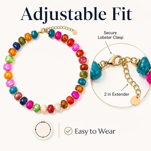 Colorful Beaded Necklace for Women Trendy, Chunky Resin Bead Statement Necklace, Multi Colored Boho Necklace, Bold Summer Vacation Jewelry, Funky Large Bead Necklace in Saudi Arabia