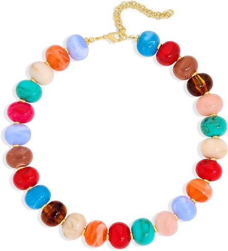 Colorful Beaded Necklace for Women Chunky Boho Statement Necklaces Resin Beads Choker Necklace Summer Beach Jewelry in Saudi Arabia