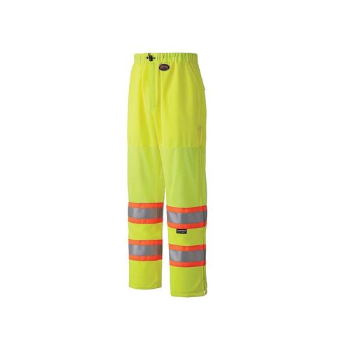 Pioneer Hi Vis Lightweight Traffic Safety Work Pants for Men & Women - Reflective Tape - Leg Zippers - Yellow/Green in Kuwait
