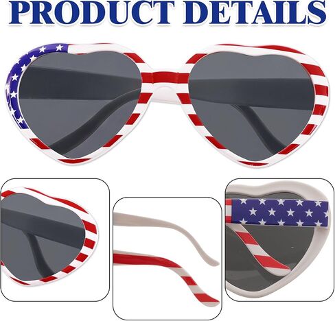 3 Pairs American Flag Sunglasses 4th of July Sunglasses for Women Men Teens,Heart Sunglasses Party Favors Supplies in Saudi Arabia