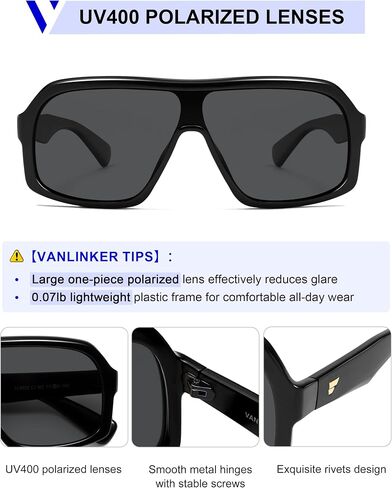 VANLINKER Oversized Aviator Polarized Sunglasses for Women Men Large Shield One Piece Square Shades VL9920 in Kuwait