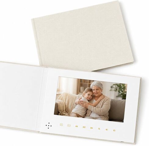 Luxury Linen Bound Video Book, 7" IPS Display, 4GB Memory, Rechargeable Battery, Up to 3 Hours HD Video Storage, Perfect for Weddings, Graduation Birthdays, Anniversaries, and More in Kuwait