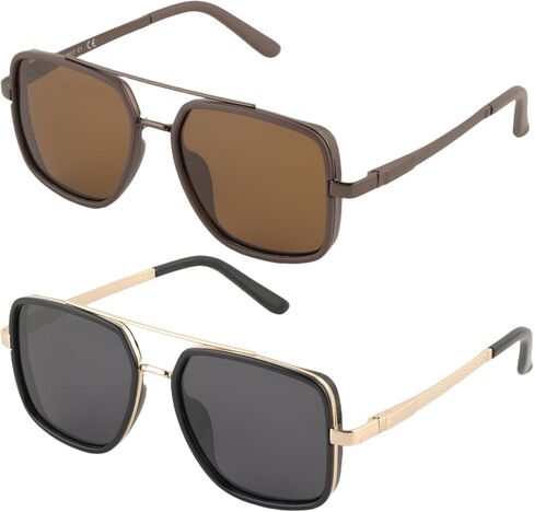 New Horizons Retro Polarized Double Bridge Aviator Sunglasses Unisex, UV400 Metal Aviator Shades Driving Travel in Saudi Arabia