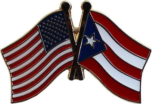 USA and Puerto Rico Flag Die-struck Metal Friendship Lapel Pin with Butterfly Clasp Closure in Saudi Arabia