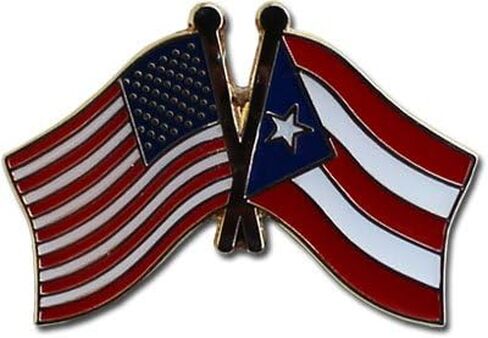 USA and Puerto Rico Flag Die-struck Metal Friendship Lapel Pin with Butterfly Clasp Closure in Saudi Arabia