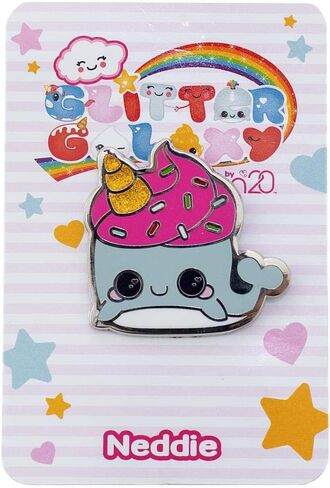 Glitter Galaxy Neddie Narwhal Soft Enamel Collector's Pin - Cute Blue & Pink Sea Unicorn With Gold Ice Cream Cone Horn & Sprinkles - Great Gift Accessory For Lapel, Jacket, Purse, Hat Or Backpack in Saudi Arabia