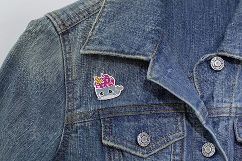 Glitter Galaxy Neddie Narwhal Soft Enamel Collector's Pin - Cute Blue & Pink Sea Unicorn With Gold Ice Cream Cone Horn & Sprinkles - Great Gift Accessory For Lapel, Jacket, Purse, Hat Or Backpack in Saudi Arabia