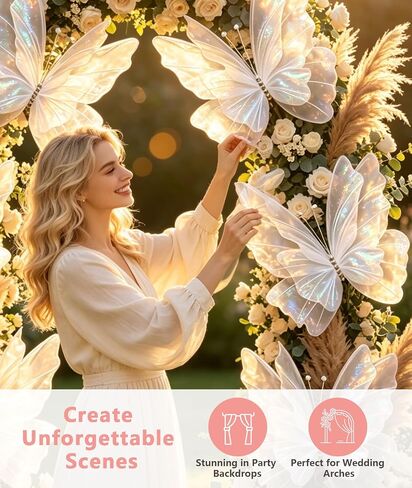 White Giant Butterfly Decorations Set - 8 PCS Large 3D Butterfly Wall Decor (4pcs 45cm & 4pcs 55cm) with 1 Roll Double-Sided Tape for Baby Shower Birthday Wedding Nursery Bedroom Wall Decor in Saudi Arabia