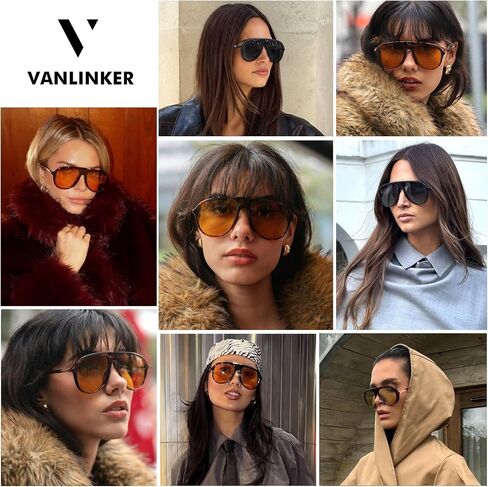 VANLINKER Oversized Aviator Sunglasses for Women Men Trendy Retro 70s Large Big Sun Glasses VL9911 in Kuwait