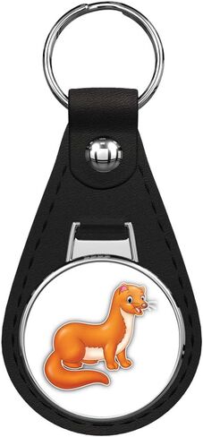 Cartoon Funny Weasel Animal Keychain Black Premium Leather Key Chain with Key Ring in Saudi Arabia