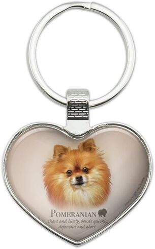 Pomeranian Dog Breed Keychain Heart Love Metal Key Chain Ring in Kuwait