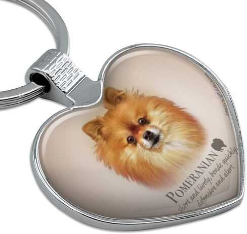 Pomeranian Dog Breed Keychain Heart Love Metal Key Chain Ring in Kuwait