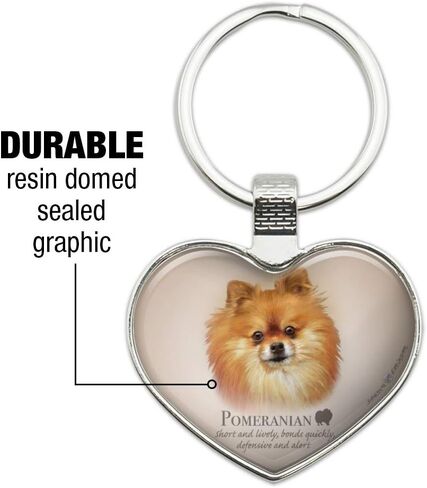 Pomeranian Dog Breed Keychain Heart Love Metal Key Chain Ring in Kuwait