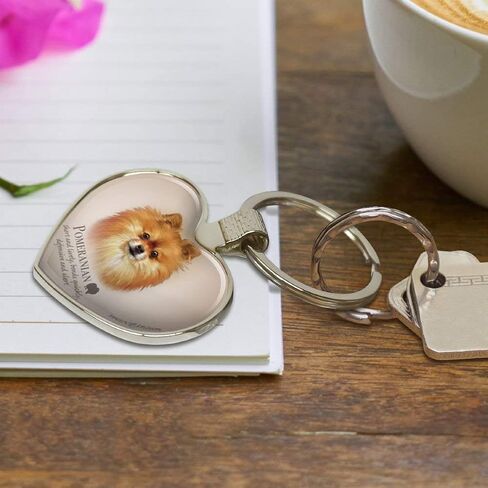 Pomeranian Dog Breed Keychain Heart Love Metal Key Chain Ring in Kuwait