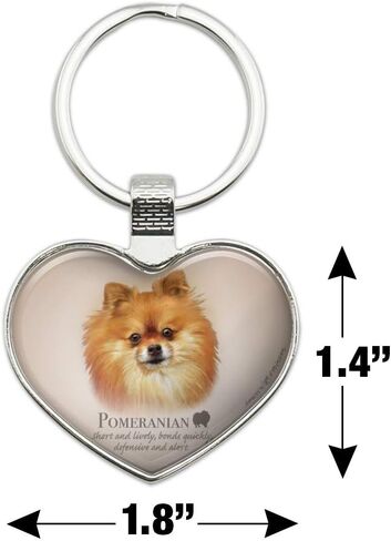 Pomeranian Dog Breed Keychain Heart Love Metal Key Chain Ring in Kuwait