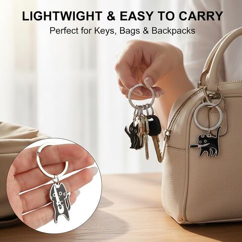 6PCS Cat Keyrings, Cute Black Cat Cool Stuff Keychain Decor Perfect Cats Lover Gifts for Men and Women, Funny Bag Charm Car keychains in Saudi Arabia