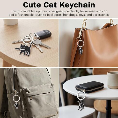 6PCS Cat Keyrings, Cute Black Cat Cool Stuff Keychain Decor Perfect Cats Lover Gifts for Men and Women, Funny Bag Charm Car keychains in Saudi Arabia