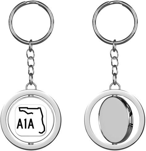 A1A Florida Highway Sign (Road Route Travel rv) Keychain Spinning Round Chrome Metal Key Chain in Saudi Arabia
